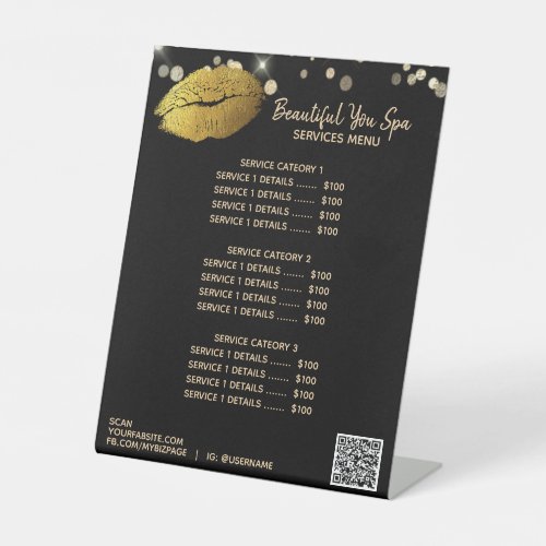  GOLD LIPS tabletop  Table Tent Pedestal Sign