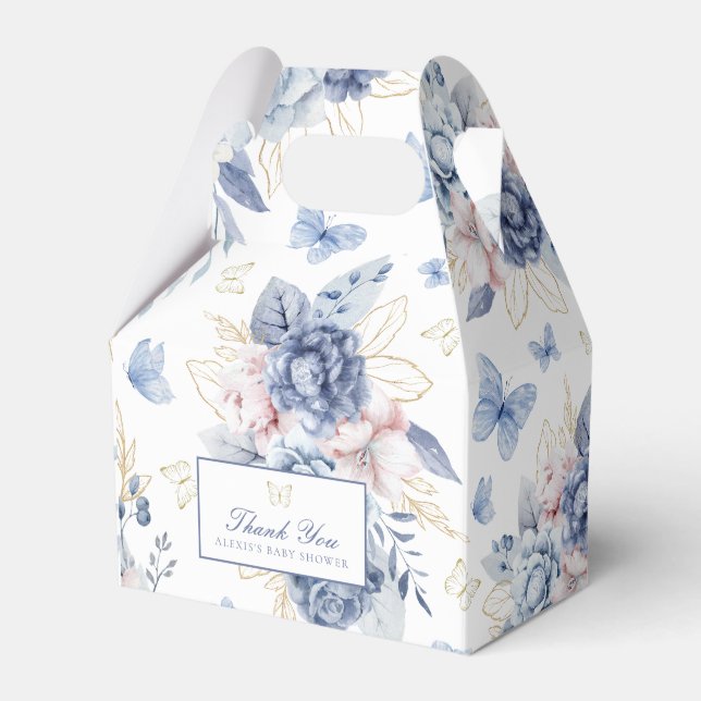 Gold Little Butterfly Boy Baby Shower Favor Boxes (Front Side)