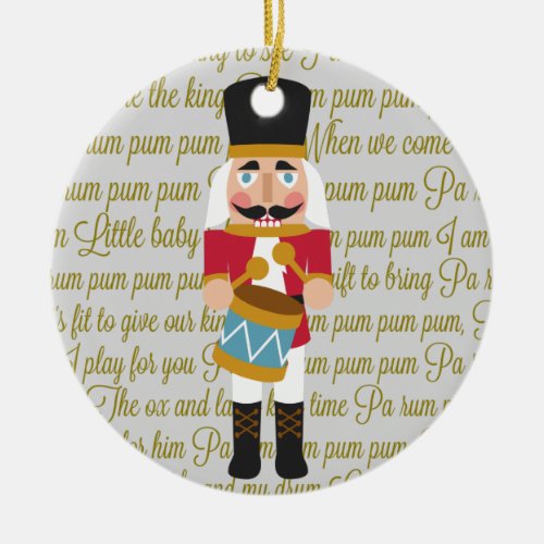 Gold Little Drummer Boy Nutcracker Christmas Ceramic Ornament