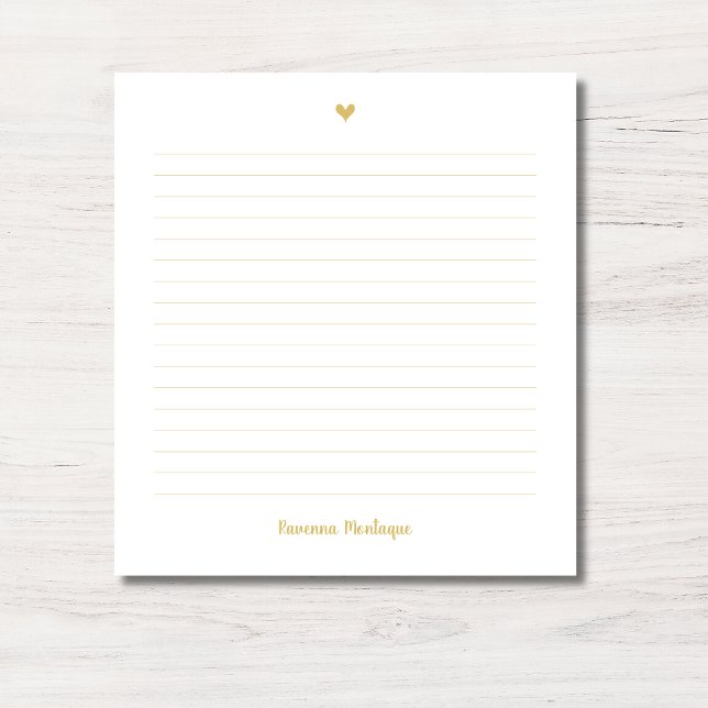 Gold Little Heart Handwritten Name Lined Notepad (Creator Uploaded)