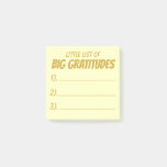 Gold Little List Of Big Gratitude Post-it Notes
