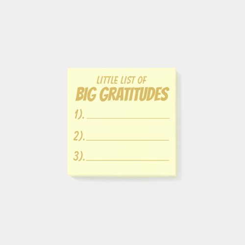 Gold Little List Of Big Gratitude Post-it Notes