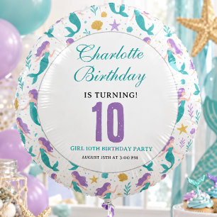 Gold Little Mermaid 10th Birthday Under the Sea Balloon