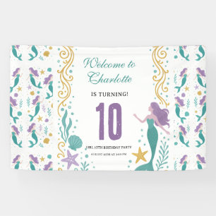 Gold Little Mermaid 10th Birthday   Under the Sea Banner