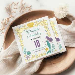 Gold Little Mermaid 10th Birthday   Under the Sea Napkins