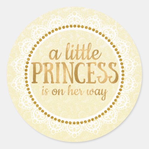 Gold Little Princess Baby Shower Sticker