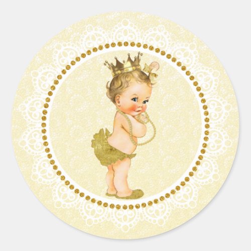 Gold Little Princess Baby Shower Sticker