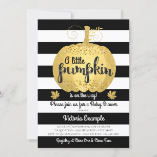 Gold Little Pumpkin Baby Shower Invitations