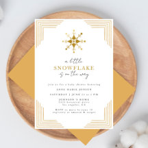 Gold Little Snowflake Minimal Elegant Baby Shower