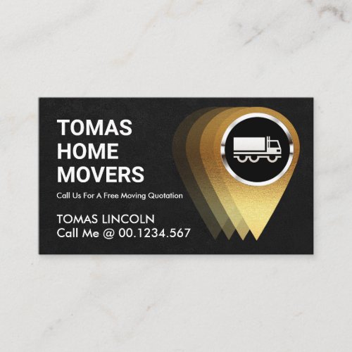 Gold Location Icon Silver Truck Business Card