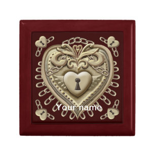 Gold lock Heart gift box