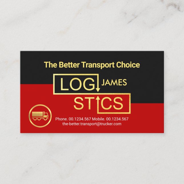 Gold Logistics Signage Trucking Business Card (Front)