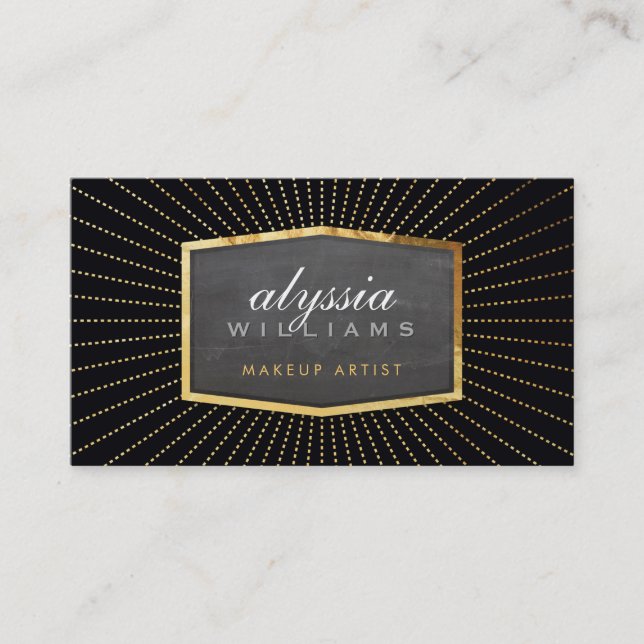 GOLD LOGO art deco elegant sunburst classy black Business Card (Front)