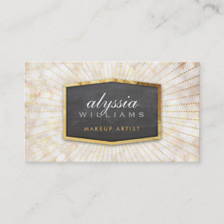 GOLD LOGO art deco elegant sunburst gray bokeh Business Card