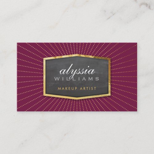 GOLD LOGO art deco elegant sunburst gray burgundy Business Card Templates