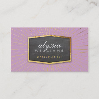 GOLD LOGO art deco elegant sunburst gray lilac Business Card