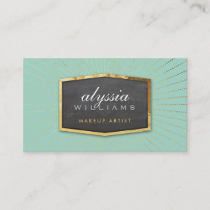 GOLD LOGO art deco elegant sunburst gray mint Business Card