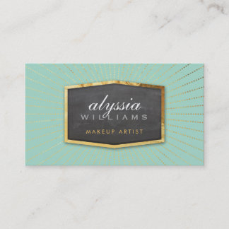GOLD LOGO art deco elegant sunburst gray mint Business Card