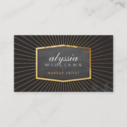 GOLD LOGO art deco elegant sunburst smart black Business Card Template