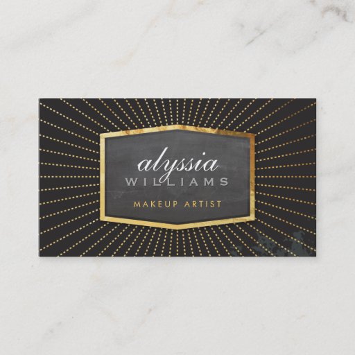 Customizable GOLD LOGO art deco elegant sunburst smart black Business Card Template