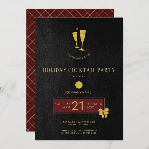 Gold Logo Barber Shop Christmas Open House Party Invitation