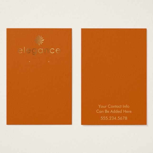 Gold Logo Burnt Orange Earring Holder Display Card (Front & Back)