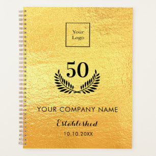 Gold logo business years of service qr code  planner