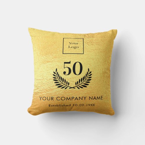 Gold logo business years of service throw pillow