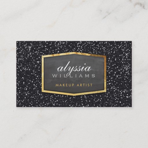 Customizable GOLD LOGO classy elegant glitter sparkle black Business Card Templates