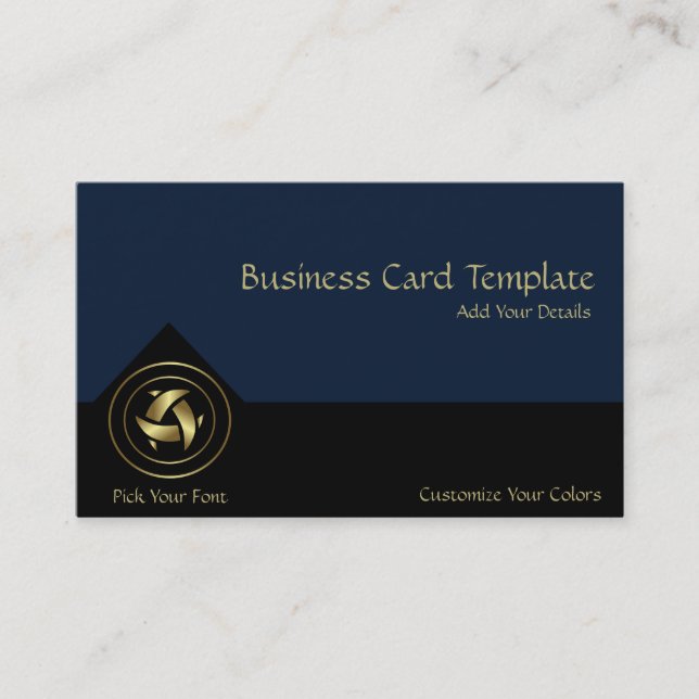 Gold Logo Crescent Moons Business Card (Front)