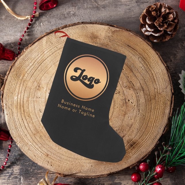 Gold Logo Custom Business Branded Small Christmas Stocking (Creator Uploaded)