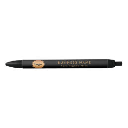 Gold Logo &amp; Custom Text Business Company Branded  Black Ink Pen