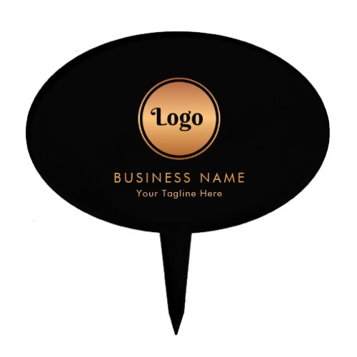 Gold Logo  Custom Text Business Company Branded  Cake Topper
