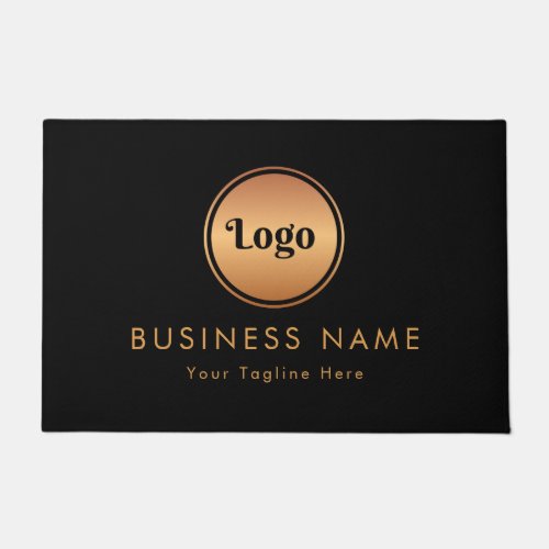 Gold Logo  Custom Text Business Company Branded Doormat