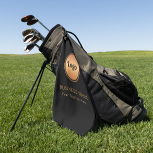 Gold Logo & Custom Text Business Company Branded Golf Towel