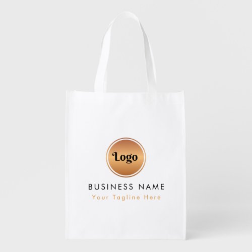 Gold Logo  Custom Text Business Company Branded Grocery Bag