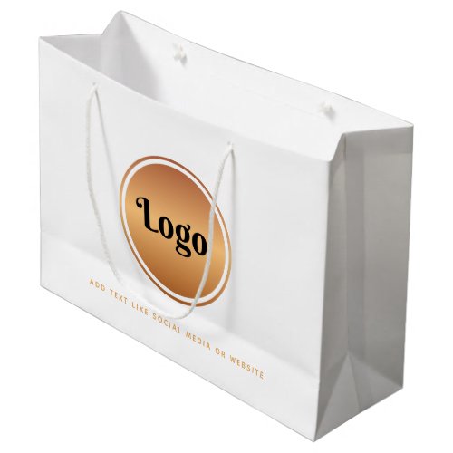 Gold Logo  Custom Text Business Company Branded L Large Gift Bag