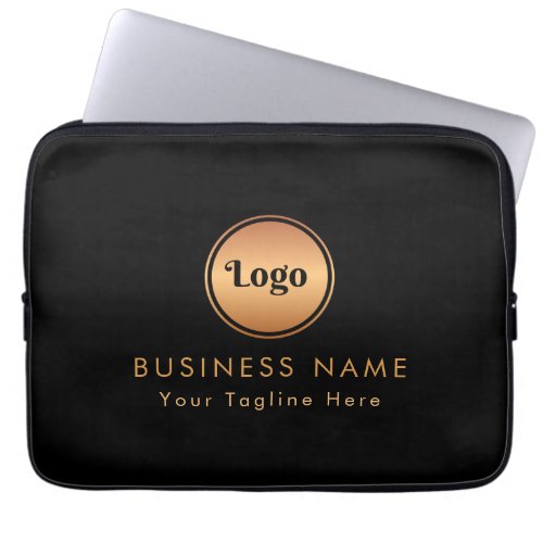 Gold Logo  Custom Text Business Company Branded   Laptop Sleeve