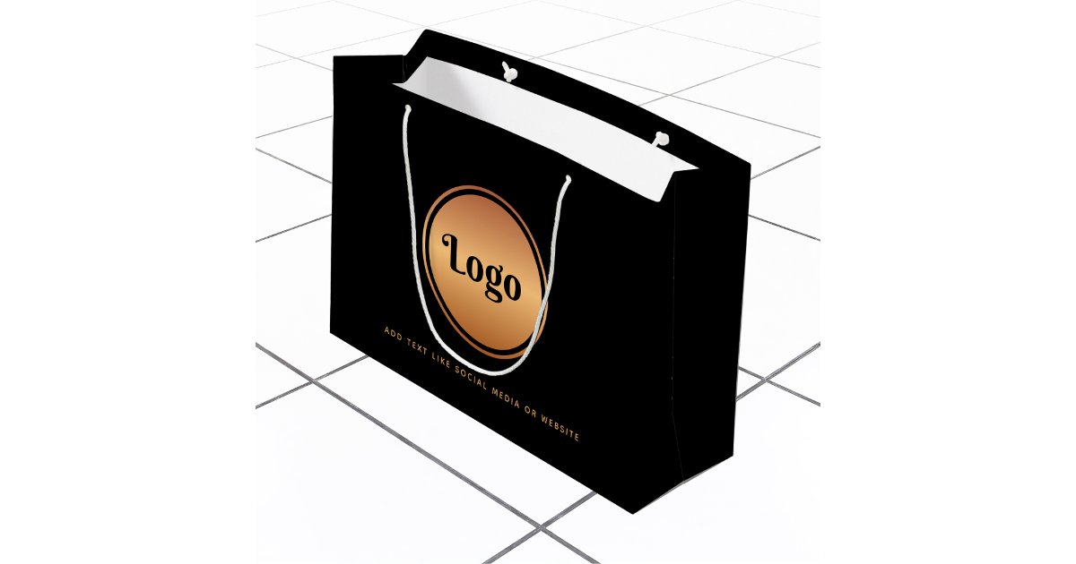Gold Logo & Custom Text Business Company Branded Large Gift Bag | Zazzle