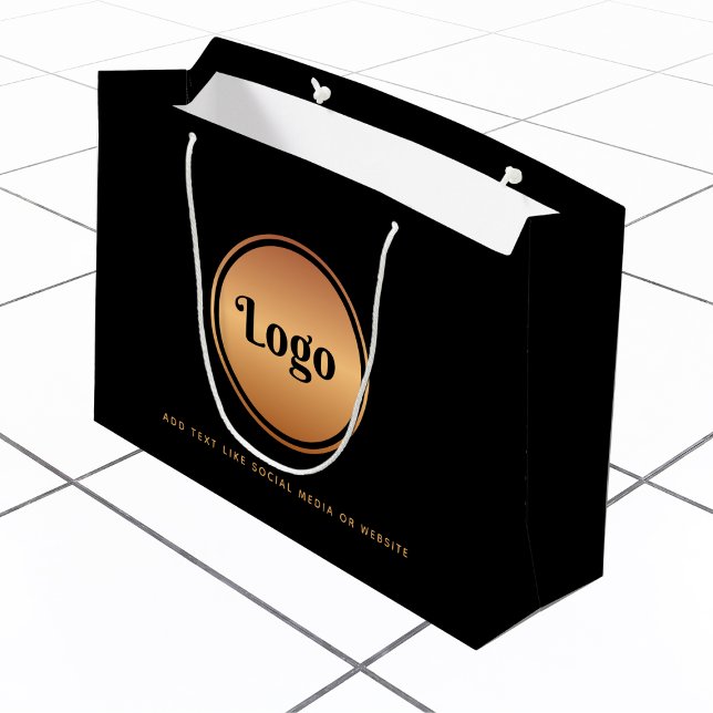Gold Logo & Custom Text Business Company Branded Large Gift Bag (Creator Uploaded)