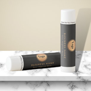 Gold Logo & Custom Text Business Company Branded  Lip Balm