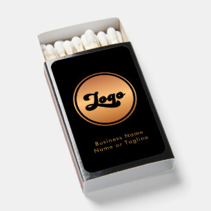 Gold Logo & Custom Text Business Company Branded  Matchboxes