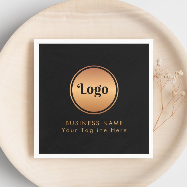 Gold Logo & Custom Text Business Company Branded  Napkins (Creator Uploaded)
