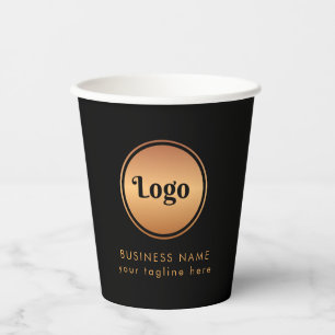 Gold Logo & Custom Text Business Company Branded Paper Cups