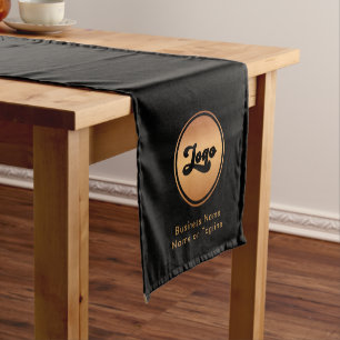 Gold Logo & Custom Text Business Company Branded Short Table Runner