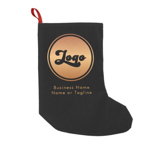 Gold Logo  Custom Text Business Company Branded   Small Christmas Stocking