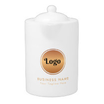 Gold Logo & Custom Text Business Company Branded  Teapot