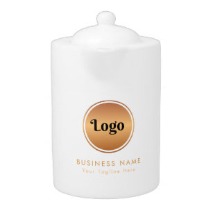 Gold Logo & Custom Text Business Company Branded  Teapot