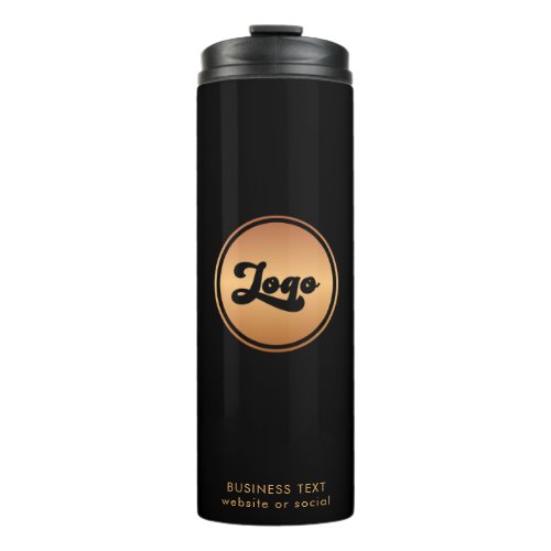 Gold Logo  Custom Text Business Company Branded  Thermal Tumbler
