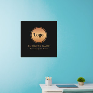 Gold Logo & Custom Text Business Company Branded Wall Decal